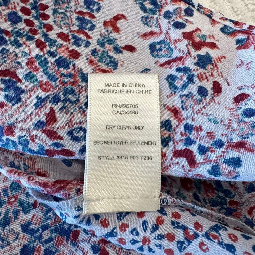 Rebecca Taylor Women 100 Silk Sleeveless VNeck Floral Blouse Red Blue 6 - Picture 7 of 7